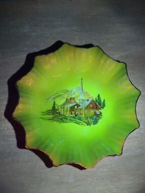 Vintage J&G Meakin Sunshine England Ruffled Dish Gold Edge